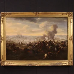 Discount Pamono Italian Artist, Battle Between Christians and Ottomans, 1720, Oil on Canvas, Framed
