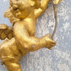 Pamono Italian Artist, Carved Putto, 18th Century, Gilt Wood><noscript><img width=