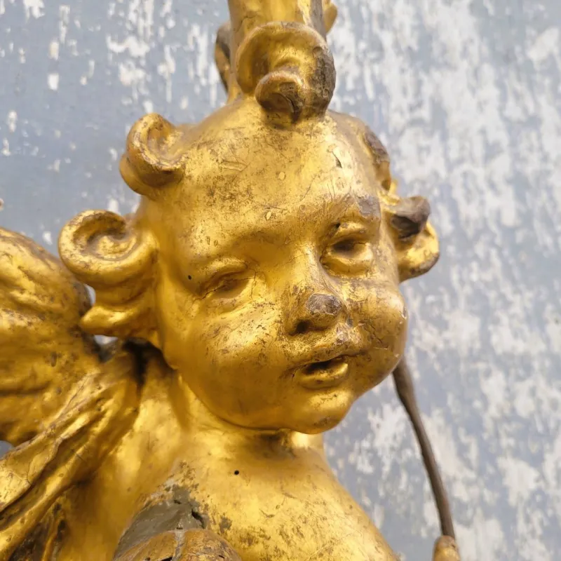 Pamono Italian Artist, Carved Putto, 18th Century, Gilt Wood> Sculpture