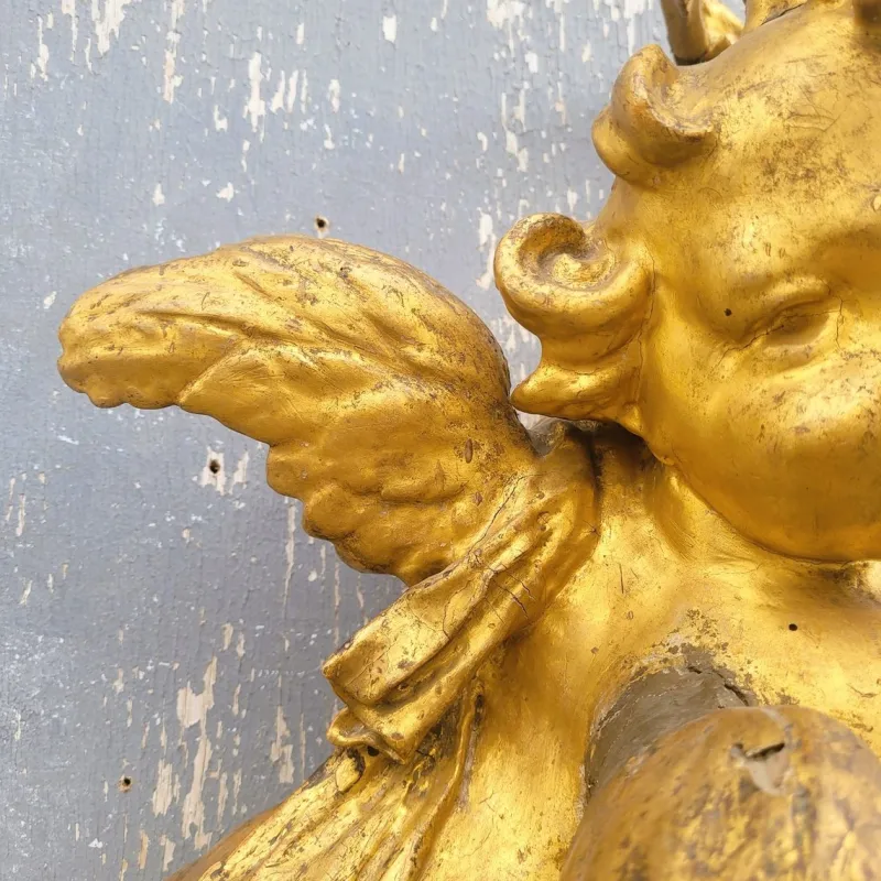 Pamono Italian Artist, Carved Putto, 18th Century, Gilt Wood> Sculpture