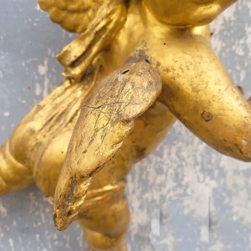 Pamono Italian Artist, Carved Putto, 18th Century, Gilt Wood> Sculpture