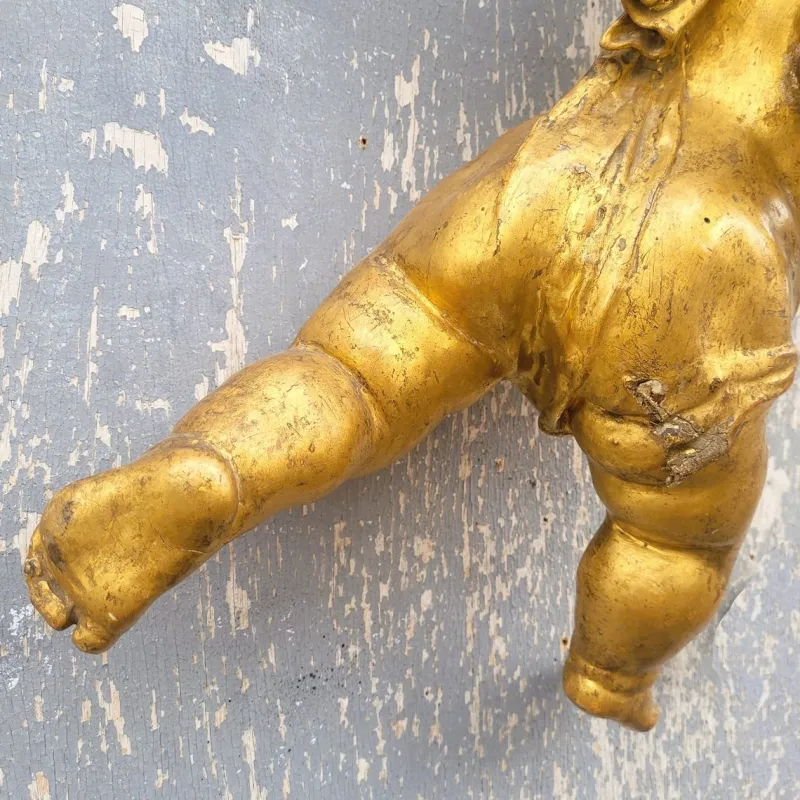 Pamono Italian Artist, Carved Putto, 18th Century, Gilt Wood> Sculpture