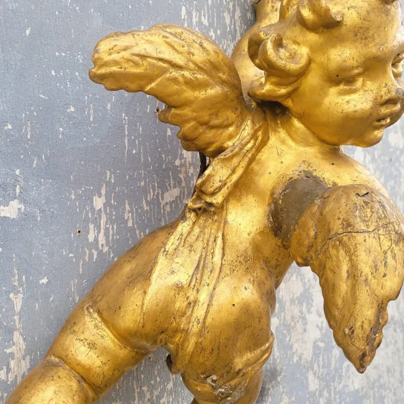 Pamono Italian Artist, Carved Putto, 18th Century, Gilt Wood> Sculpture
