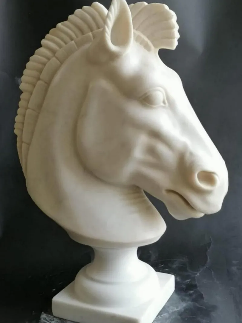 Pamono Italian Artist, Horse Head, Early 20th Century, Carrara Marble> Classical