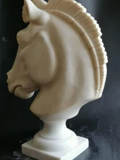 Pamono Italian Artist, Horse Head, Early 20th Century, Carrara Marble><noscript><img width=