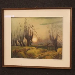 Outlet Pamono Italian Artist, Landscape in Impressionist Style, 1960, Oil on Panel, Framed