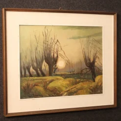 Outlet Pamono Italian Artist, Landscape in Impressionist Style, 1960, Oil on Panel, Framed