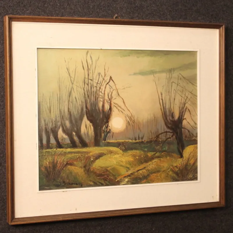 Outlet Pamono Italian Artist, Landscape in Impressionist Style, 1960, Oil on Panel, Framed