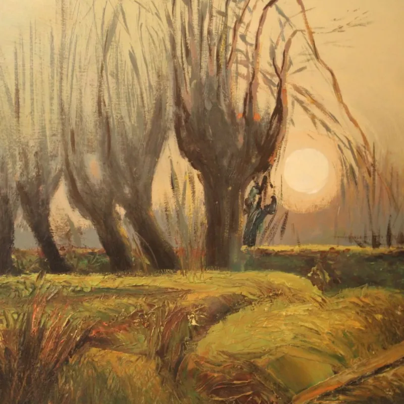 Outlet Pamono Italian Artist, Landscape in Impressionist Style, 1960, Oil on Panel, Framed