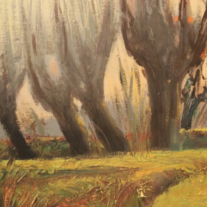 Outlet Pamono Italian Artist, Landscape in Impressionist Style, 1960, Oil on Panel, Framed