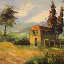 Pamono Italian Artist, Landscape, 1970s, Oil on Canvas, Framed><noscript><img width=