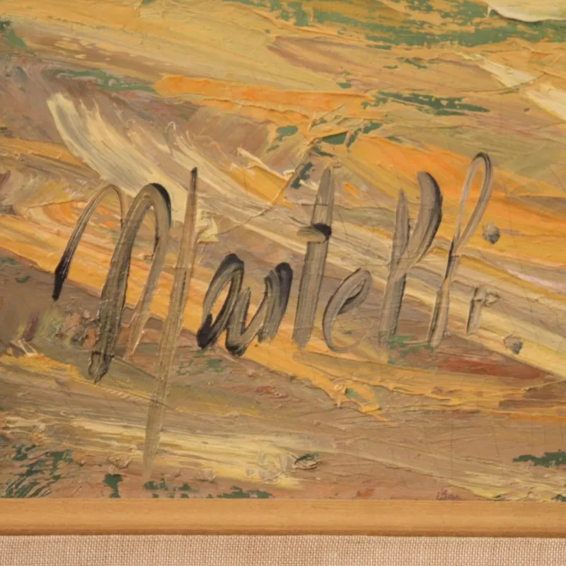 Pamono Italian Artist, Landscape, 1970s, Oil on Canvas, Framed> Mid-Century