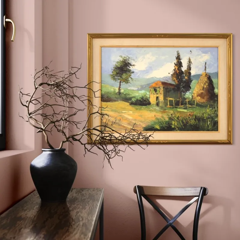 Pamono Italian Artist, Landscape, 1970s, Oil on Canvas, Framed> Mid-Century