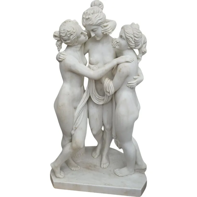 Discount Pamono Italian Artist, Large Hand-Carved Sculpture of the Three Graces, 1970, Carrara Marble