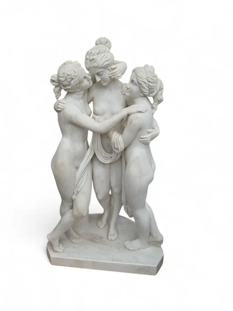 Discount Pamono Italian Artist, Large Hand-Carved Sculpture of the Three Graces, 1970, Carrara Marble