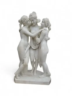 Discount Pamono Italian Artist, Large Hand-Carved Sculpture of the Three Graces, 1970, Carrara Marble