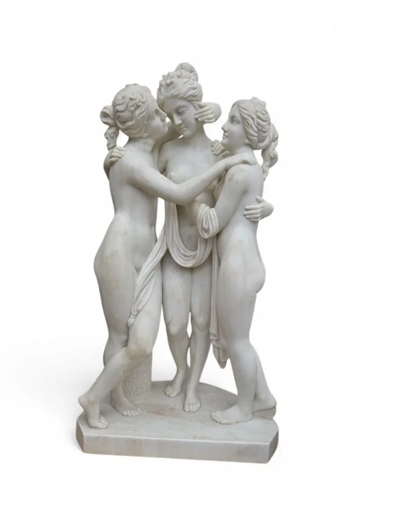 Discount Pamono Italian Artist, Large Hand-Carved Sculpture of the Three Graces, 1970, Carrara Marble