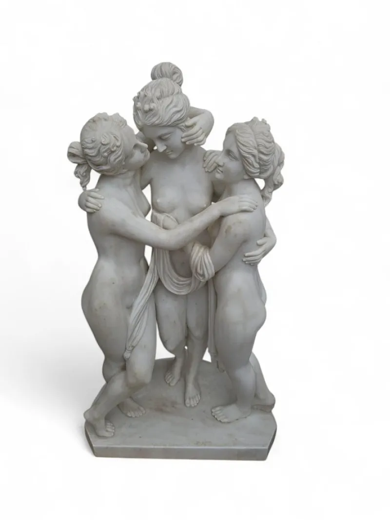 Discount Pamono Italian Artist, Large Hand-Carved Sculpture of the Three Graces, 1970, Carrara Marble
