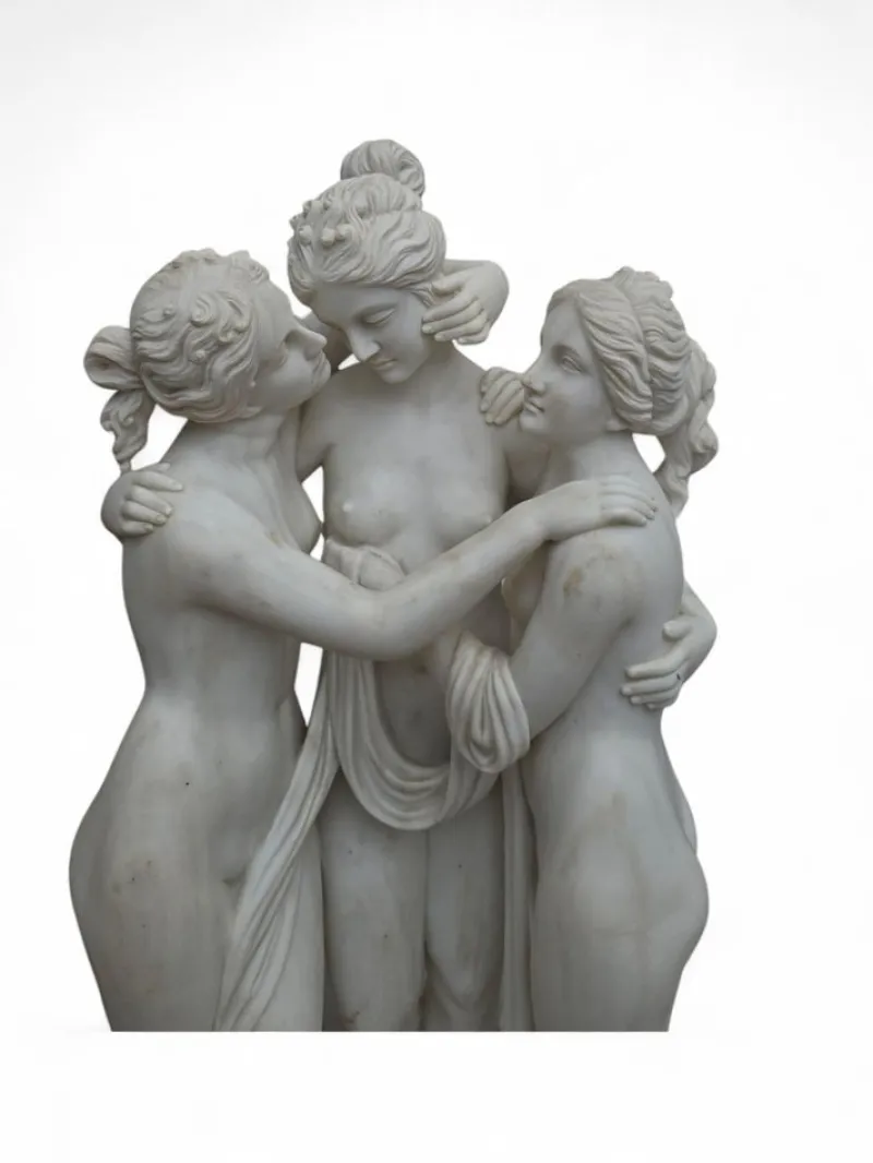 Discount Pamono Italian Artist, Large Hand-Carved Sculpture of the Three Graces, 1970, Carrara Marble
