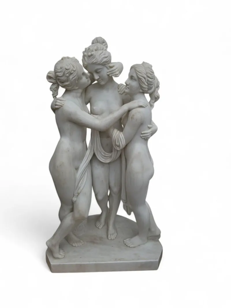 Discount Pamono Italian Artist, Large Hand-Carved Sculpture of the Three Graces, 1970, Carrara Marble