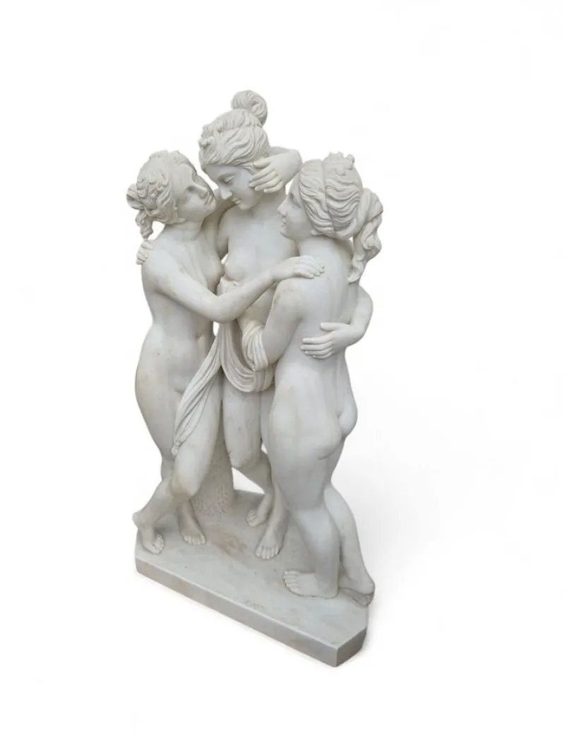 Discount Pamono Italian Artist, Large Hand-Carved Sculpture of the Three Graces, 1970, Carrara Marble