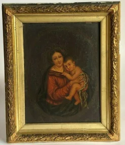 Outlet Pamono Italian Artist, Madonna & Child, 19th Century, Oil on Panel, Framed