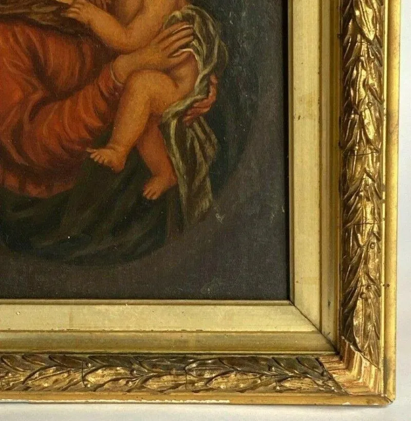 Outlet Pamono Italian Artist, Madonna & Child, 19th Century, Oil on Panel, Framed