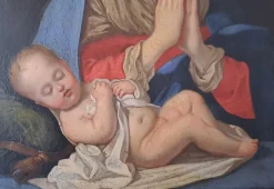 Pamono Italian Artist, Madonna and Child, 1700s, Oil on Copper, Framed