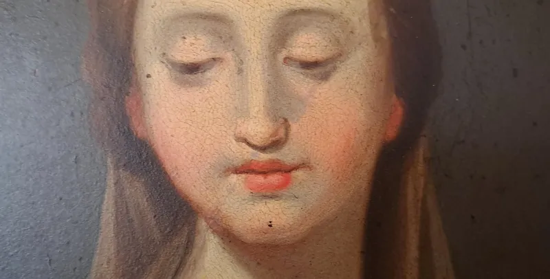 Pamono Italian Artist, Madonna and Child, 1700s, Oil on Copper, Framed