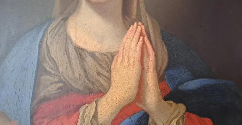 Pamono Italian Artist, Madonna and Child, 1700s, Oil on Copper, Framed