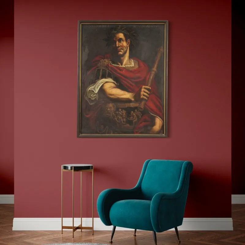 Pamono Italian Artist, Portrait of Julius Caesar, 1630, Oil on Canvas, Framed> Art Nouveau|Art Deco