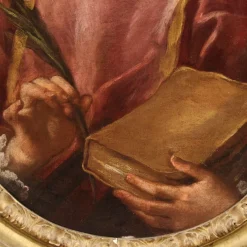 Pamono Italian Artist, Saint Lawrence, 1680, Oval Oil on Canvas, Framed><noscript><img width=