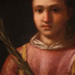 Pamono Italian Artist, Saint Lawrence, 1680, Oval Oil on Canvas, Framed><noscript><img width=