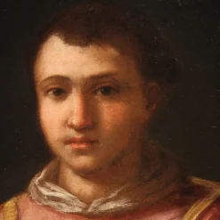 Pamono Italian Artist, Saint Lawrence, 1680, Oval Oil on Canvas, Framed><noscript><img width=