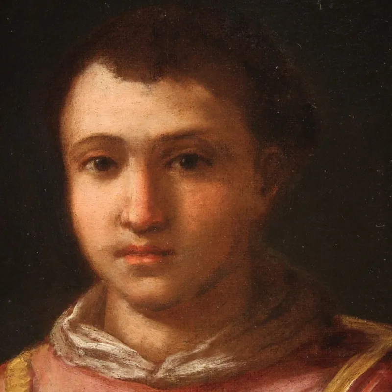 Pamono Italian Artist, Saint Lawrence, 1680, Oval Oil on Canvas, Framed> Painting