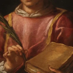 Pamono Italian Artist, Saint Lawrence, 1680, Oval Oil on Canvas, Framed><noscript><img width=
