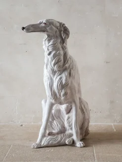 Outlet Pamono Italian Artist, Sculpture of a Borzoi Hound, 1970s, White-Painted Terracotta