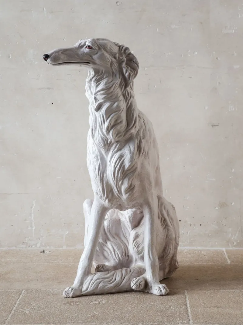 Outlet Pamono Italian Artist, Sculpture of a Borzoi Hound, 1970s, White-Painted Terracotta