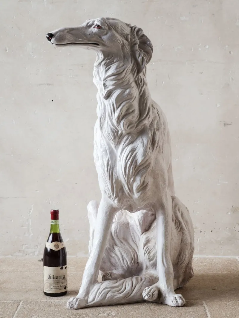 Outlet Pamono Italian Artist, Sculpture of a Borzoi Hound, 1970s, White-Painted Terracotta
