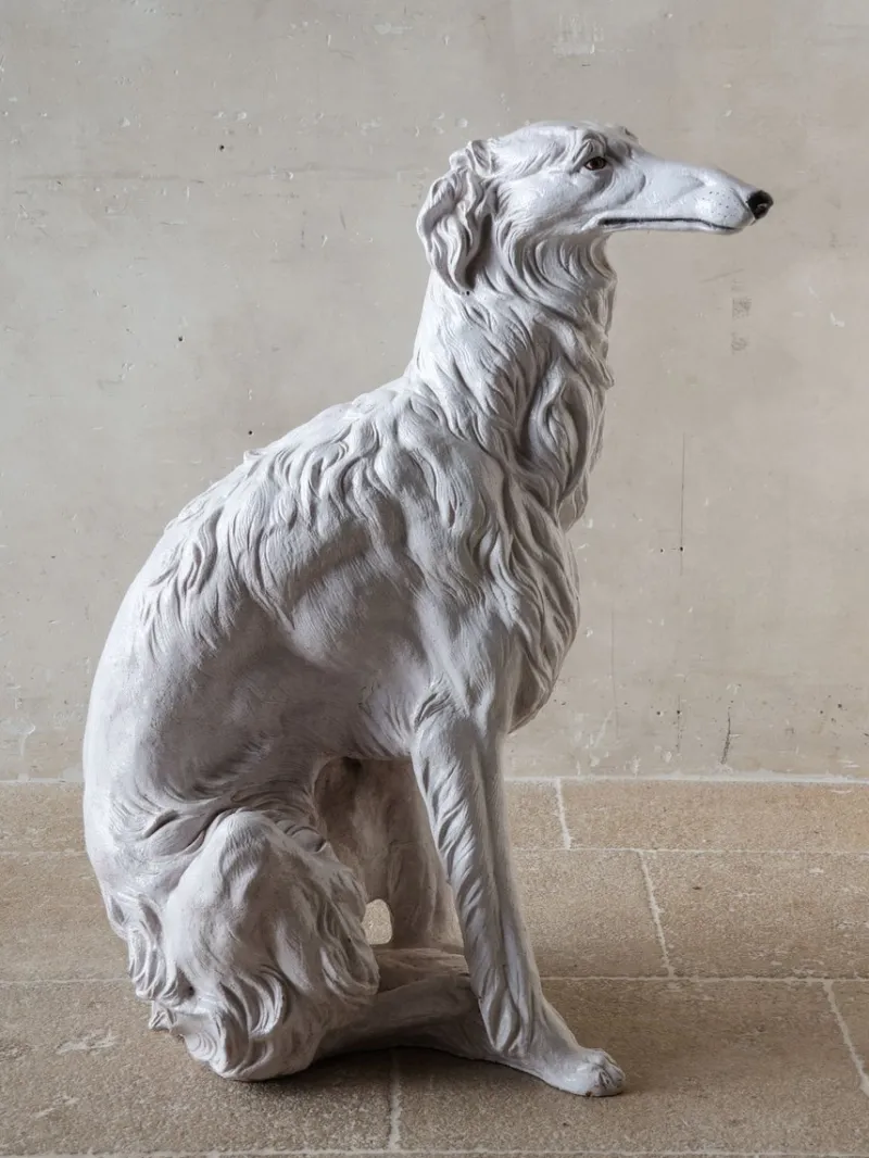 Outlet Pamono Italian Artist, Sculpture of a Borzoi Hound, 1970s, White-Painted Terracotta