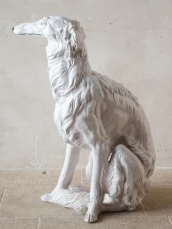Outlet Pamono Italian Artist, Sculpture of a Borzoi Hound, 1970s, White-Painted Terracotta
