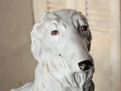 Outlet Pamono Italian Artist, Sculpture of a Borzoi Hound, 1970s, White-Painted Terracotta