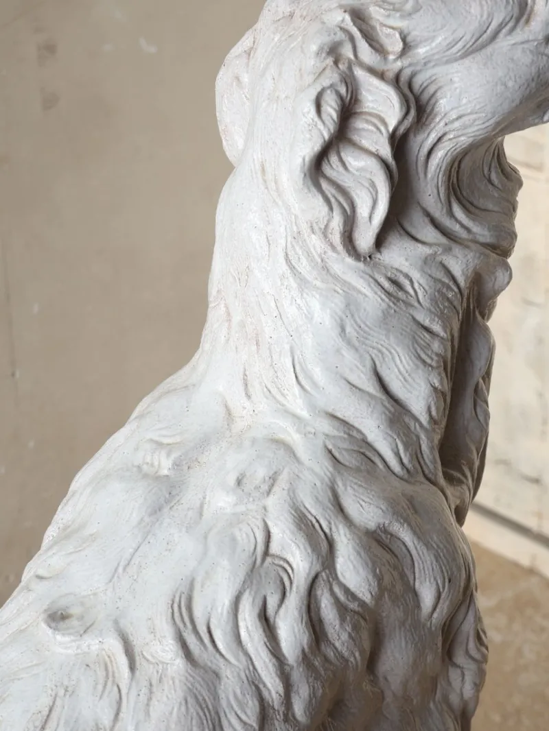 Outlet Pamono Italian Artist, Sculpture of a Borzoi Hound, 1970s, White-Painted Terracotta