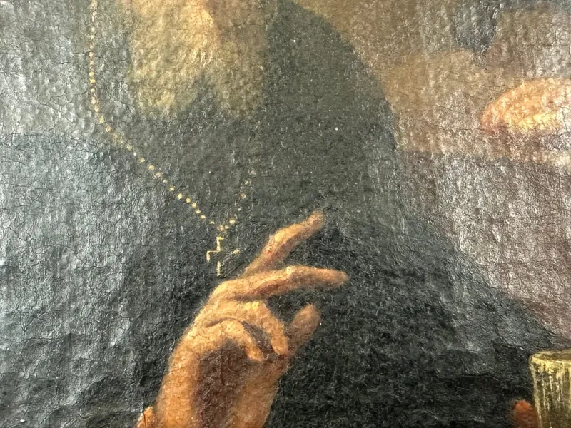 Pamono Italian Artist, St. Benedict with a Raven, 17th Century, Oil on Canvas> Classical