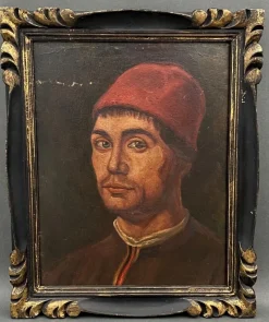Pamono Italian Artist, 16th or 17th Century Figure, 1920s, Oil on Cardboard, Framed> Classical