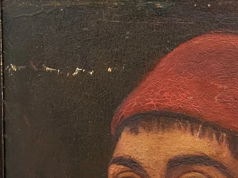 Pamono Italian Artist, 16th or 17th Century Figure, 1920s, Oil on Cardboard, Framed> Classical