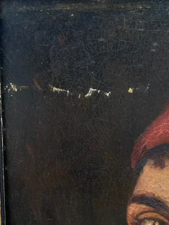 Pamono Italian Artist, 16th or 17th Century Figure, 1920s, Oil on Cardboard, Framed><noscript><img width=