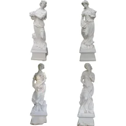 Best Pamono Italian Artist, The Four Seasons, 19th Century, Carrara Marble, Set of 4