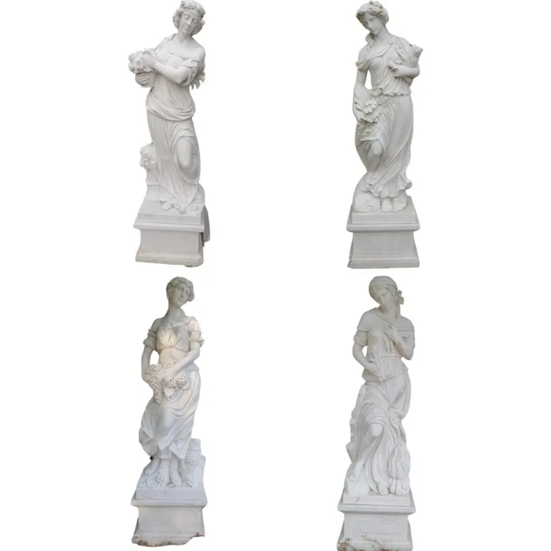Best Pamono Italian Artist, The Four Seasons, 19th Century, Carrara Marble, Set of 4