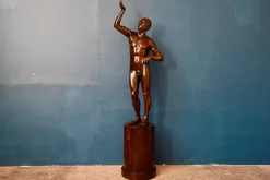Pamono Italian Artist, Very Large Nude Sculpture of a Young Man, 1920s-1940s, Wood